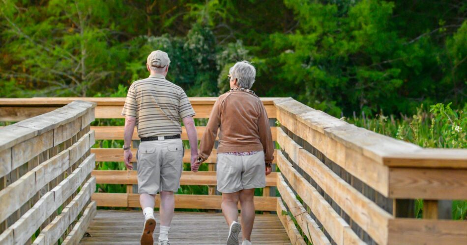 senior persons walking