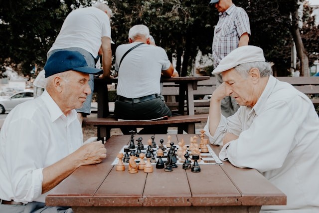 two seniors playing